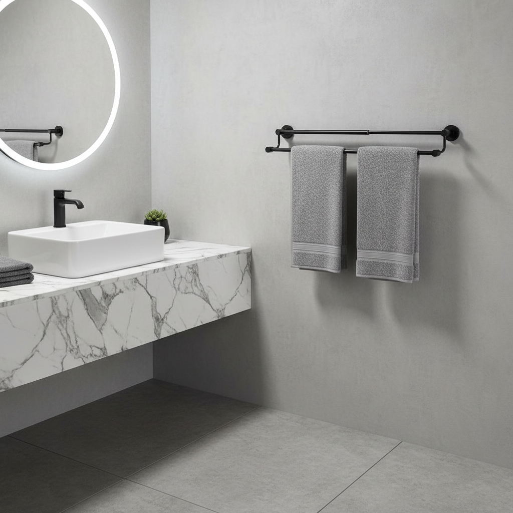 Salle de bain contemporaine avec finition noire mate