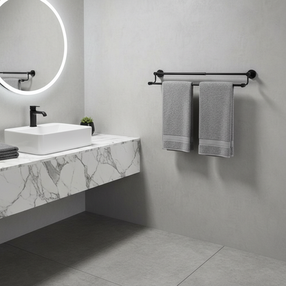 Salle de bain contemporaine avec finition noire mate