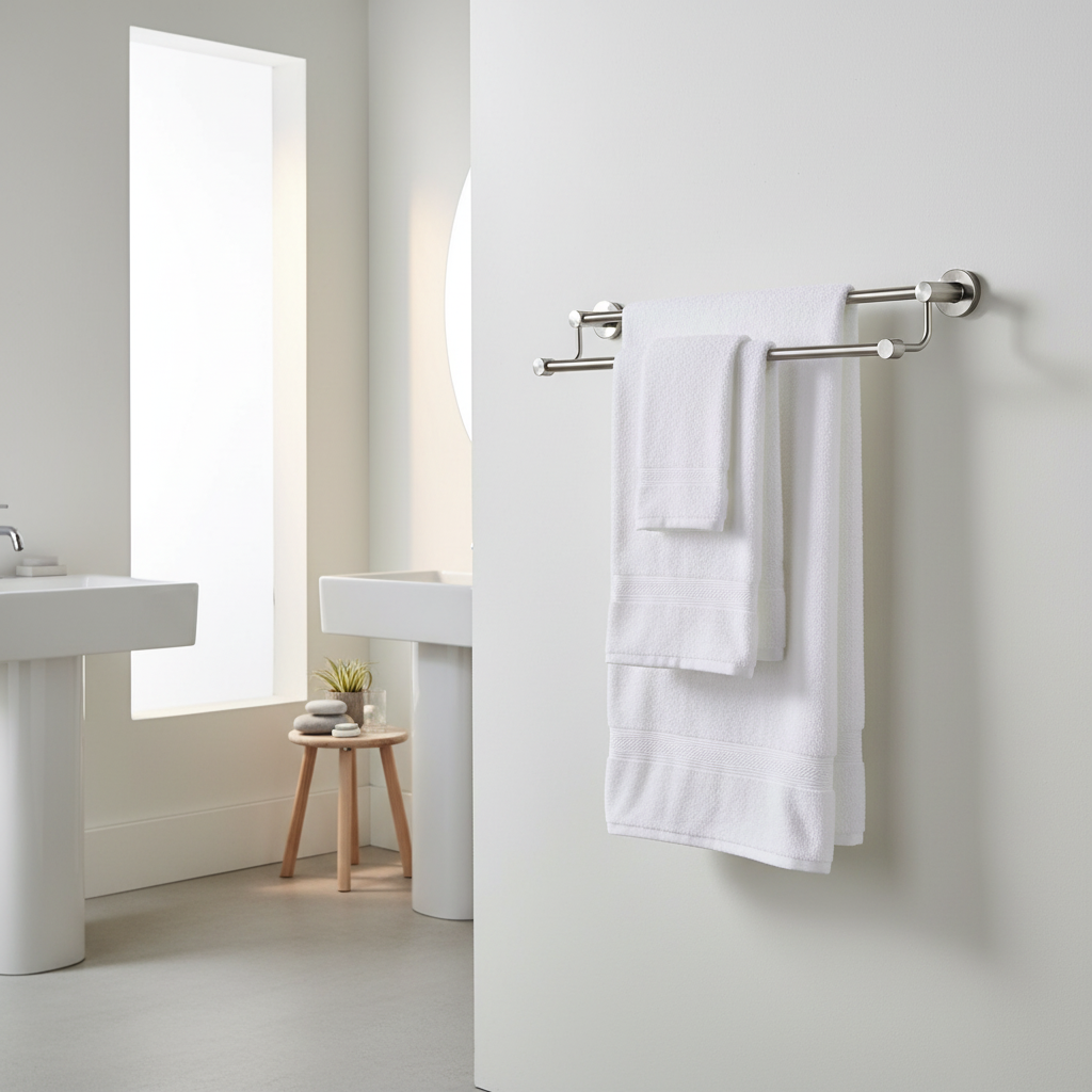 Salle de bain minimaliste avec porte-serviettes