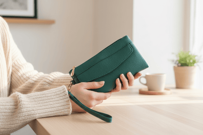 Scène café avec personne - Portefeuille vert
