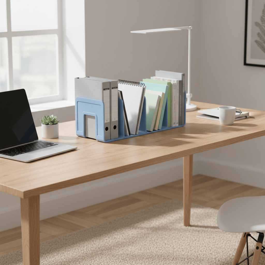 Serre-livres bleu ciel énergisant 4 compartiments