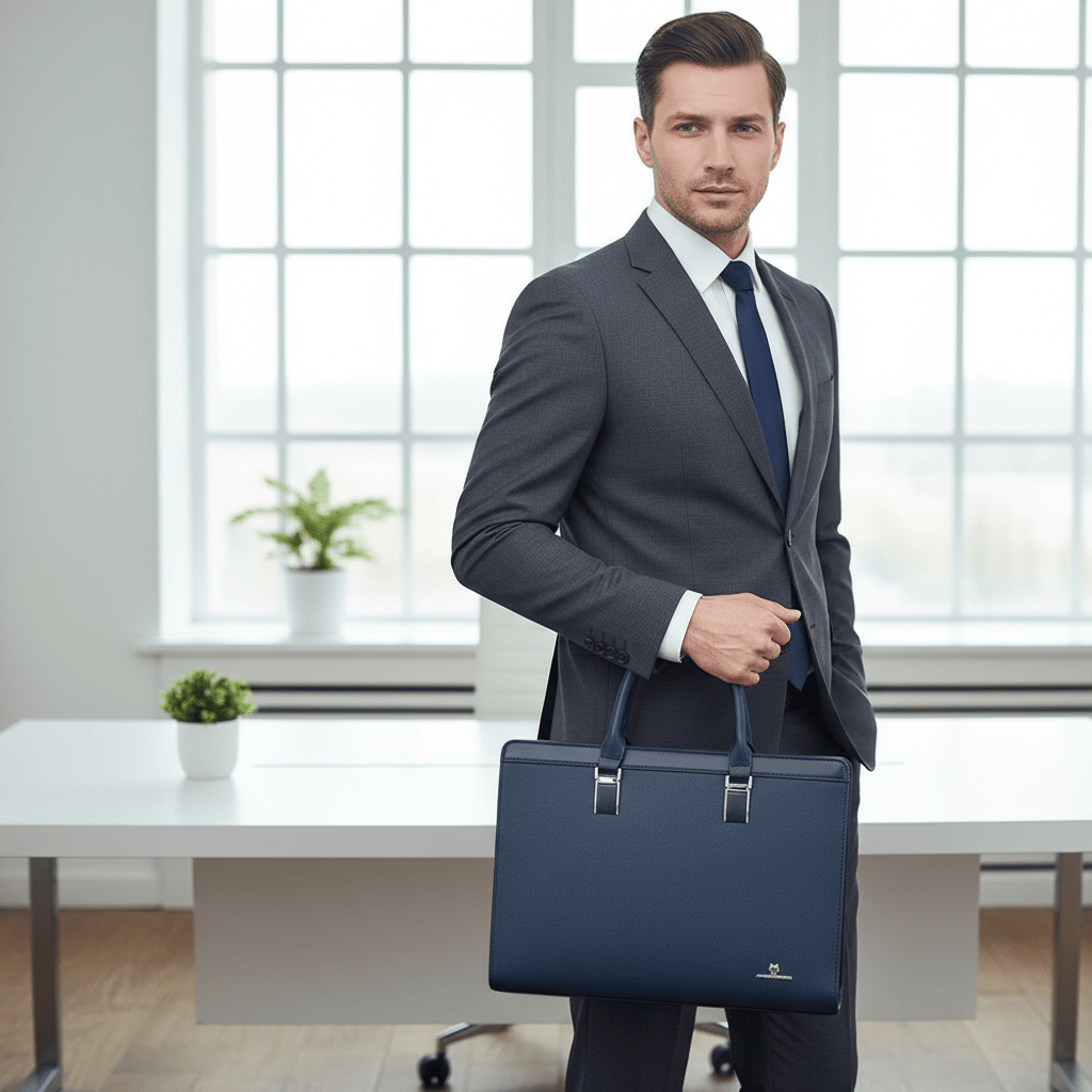 Serviette bleu portée