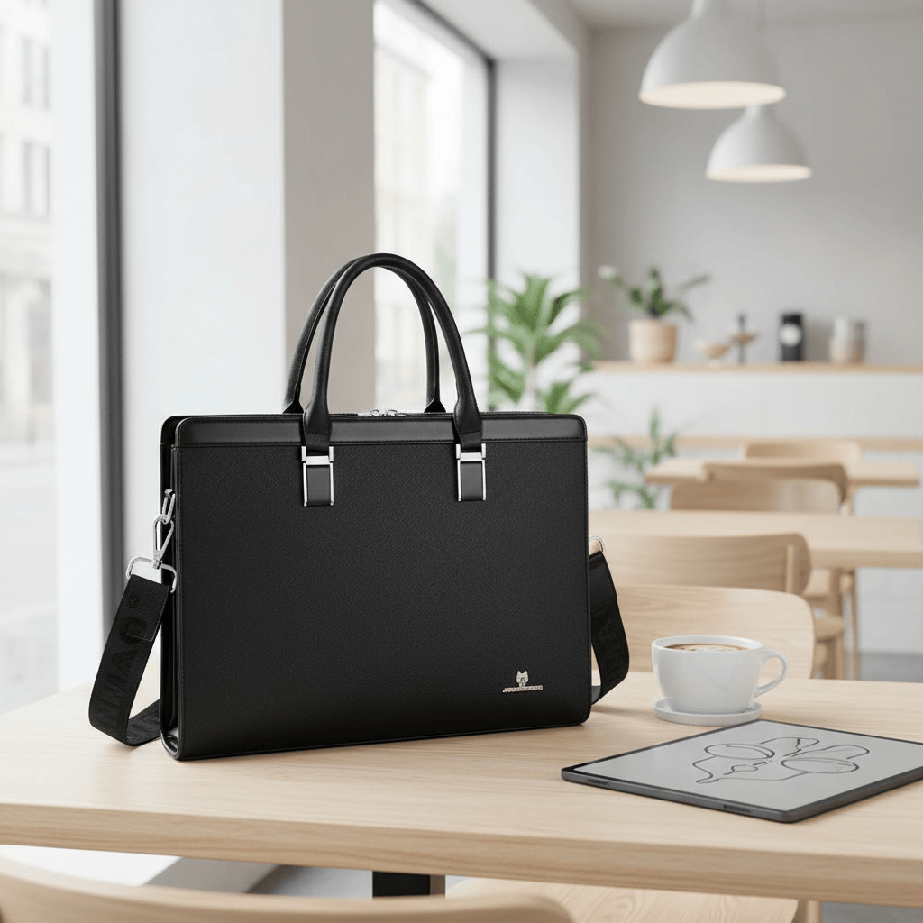 Serviette noir au café