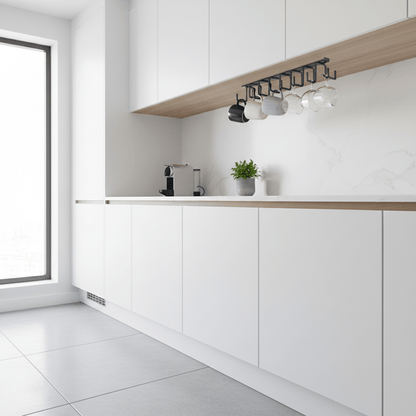 Support mugs fer noir sous placard