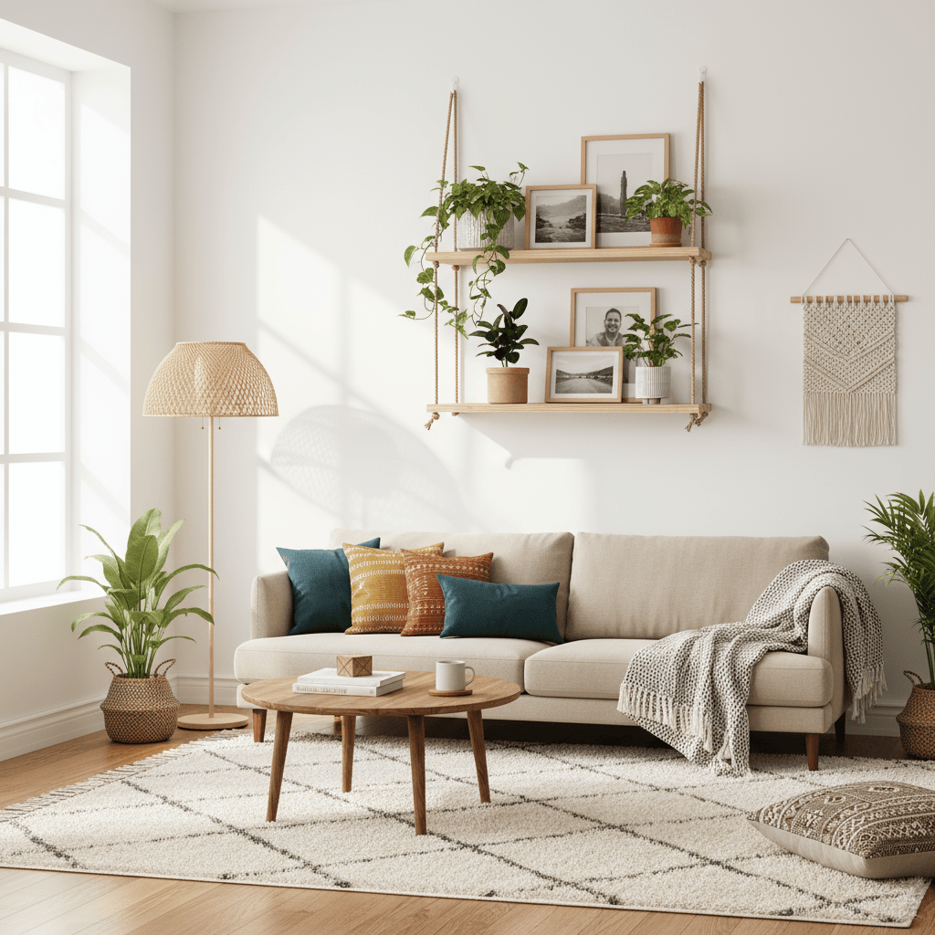 Étagère 3 niveaux suspendue avec plantes