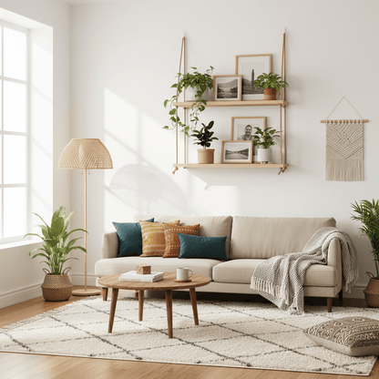 Étagère 3 niveaux suspendue avec plantes