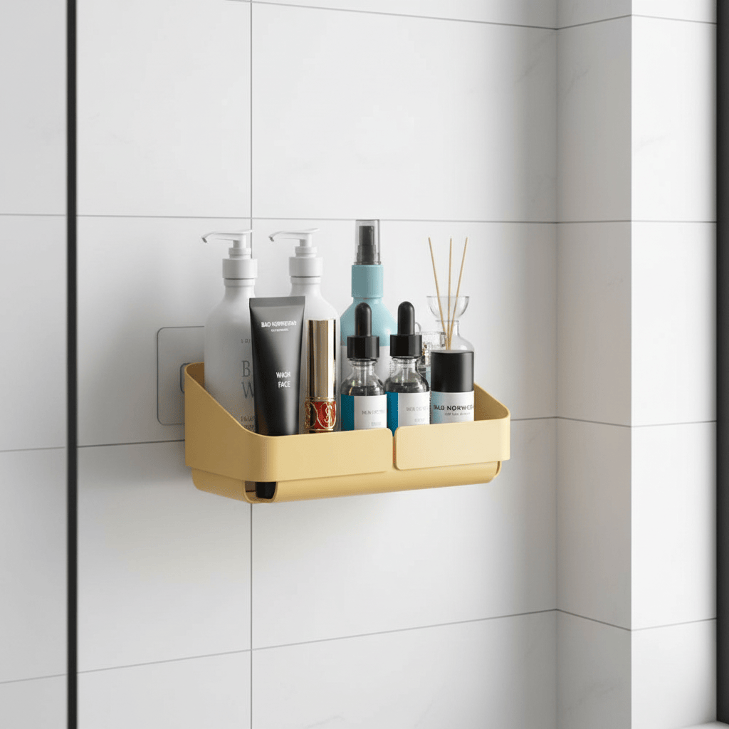 Étagère blanche avec barre frontale amovible