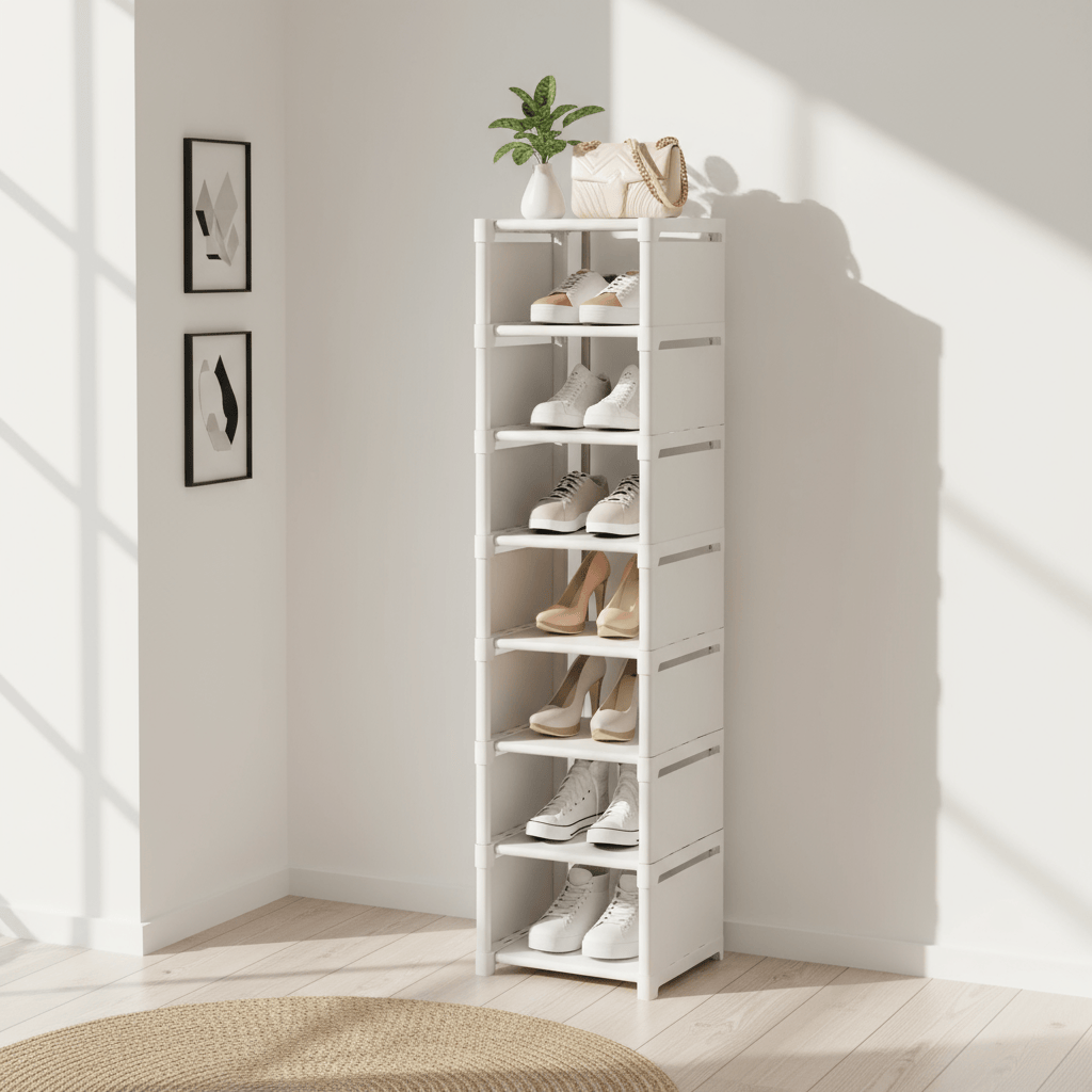 Étagère blanche dans une entrée moderne