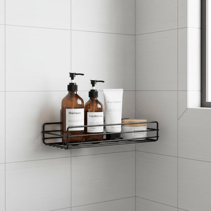 Étagère filaire noire avec ventouses