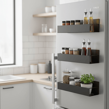 Étagère magnétique noire sur réfrigérateur