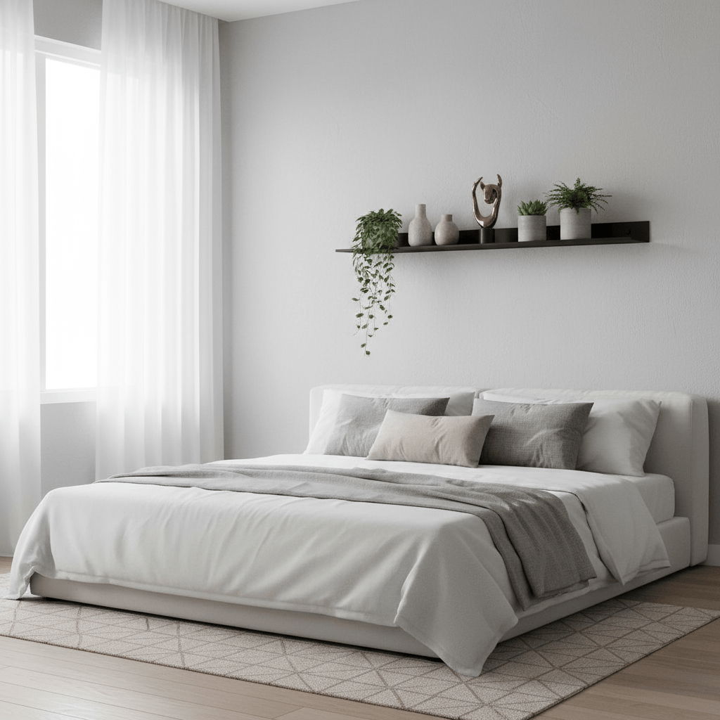 Étagère noire avec objets décoratifs