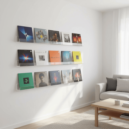 Étagères acrylique transparent avec vinyles