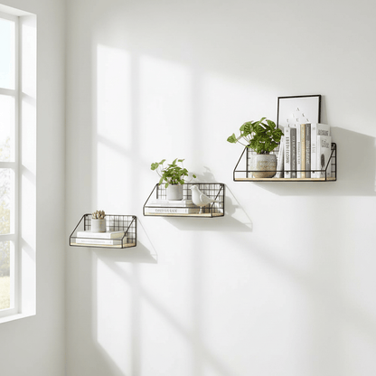 Étagères en trois dimensions côte à côte