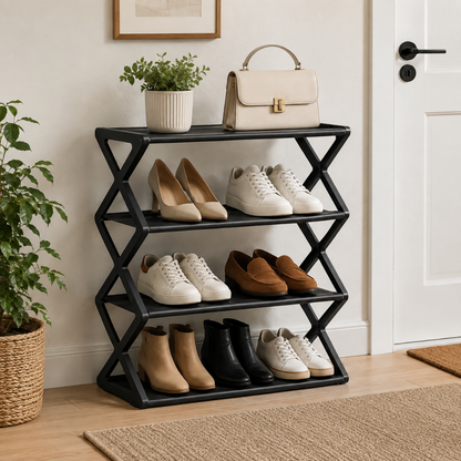 Étagère à Chaussures 4 Niveaux Structure X 