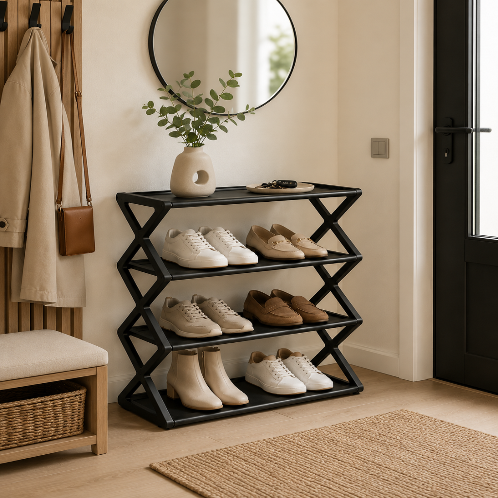 Étagère à Chaussures 4 Niveaux Structure X 1