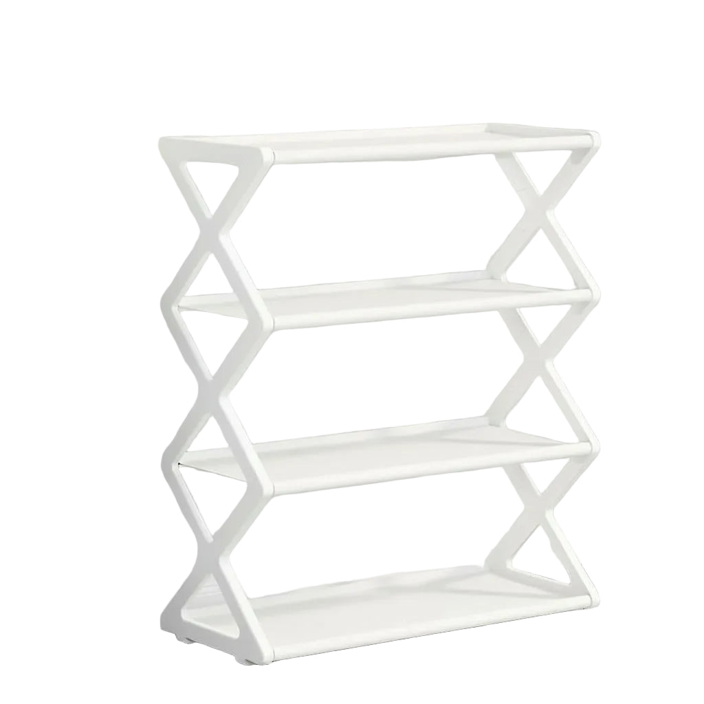 Étagère à Chaussures 4 Niveaux Structure X Blanc