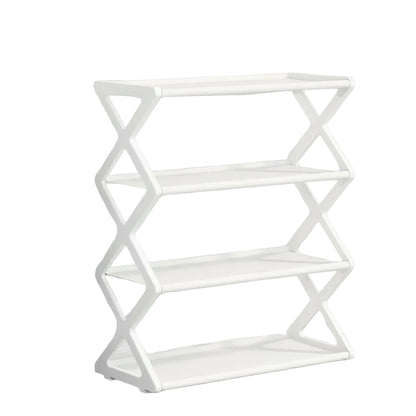 Étagère à Chaussures 4 Niveaux Structure X Blanc