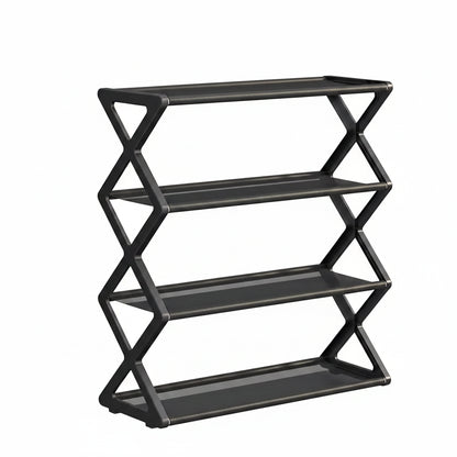 Étagère à Chaussures 4 Niveaux Structure X Noir