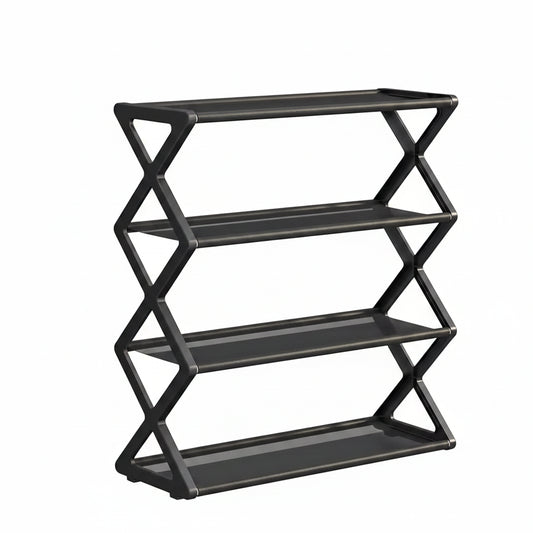 Étagère à Chaussures 4 Niveaux Structure X Noir