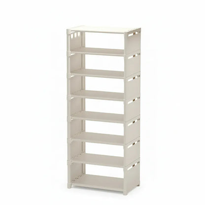 Étagère à Chaussures 8 Niveaux élargi - Structure Métallique Blanche avec Tablettes en Tissu Renforcé