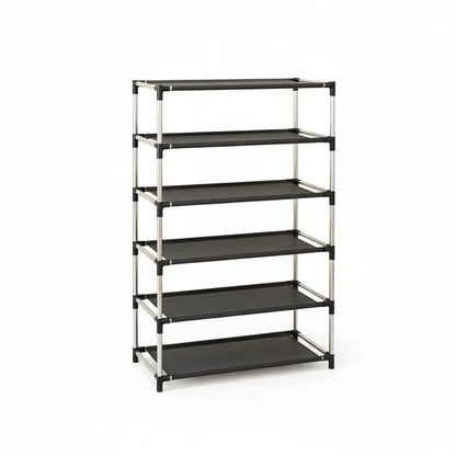 tag_re_Chaussures_M_tal_Moderne_6_Niveaux_-_Rangement_Gain_d_Espace_Style_Minimaliste_Noir