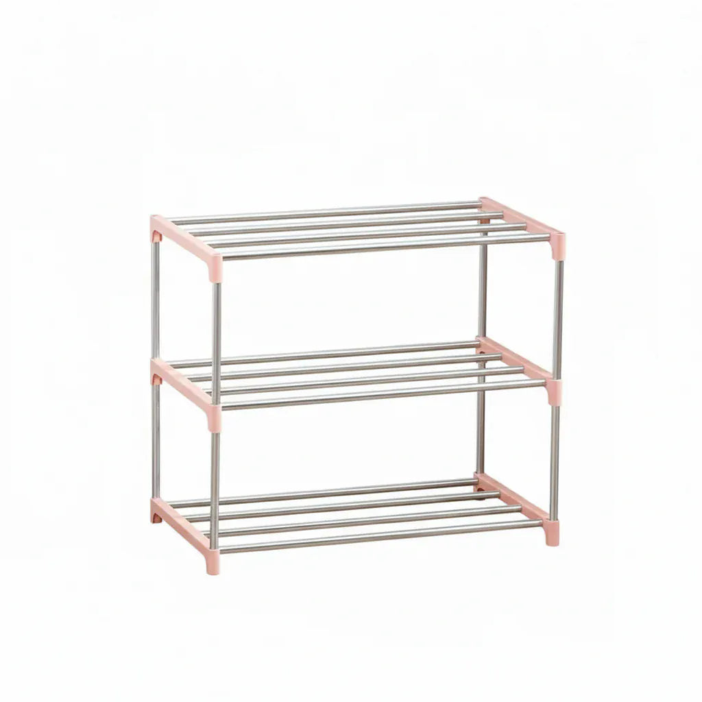 Étagère à Chaussures Modulaire 3 Niveaux Rose - Rangement Intelligent et Gain d'Espace