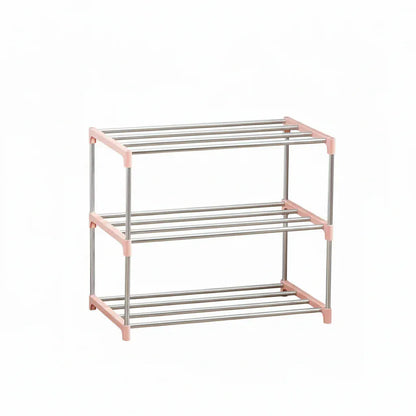Étagère à Chaussures Modulaire 3 Niveaux Rose - Rangement Intelligent et Gain d'Espace