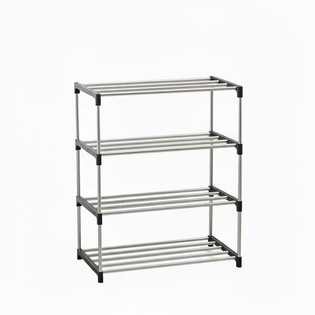 Étagère à Chaussures Modulaire 4 Niveaux Noir - Rangement Intelligent et Gain d'Espace