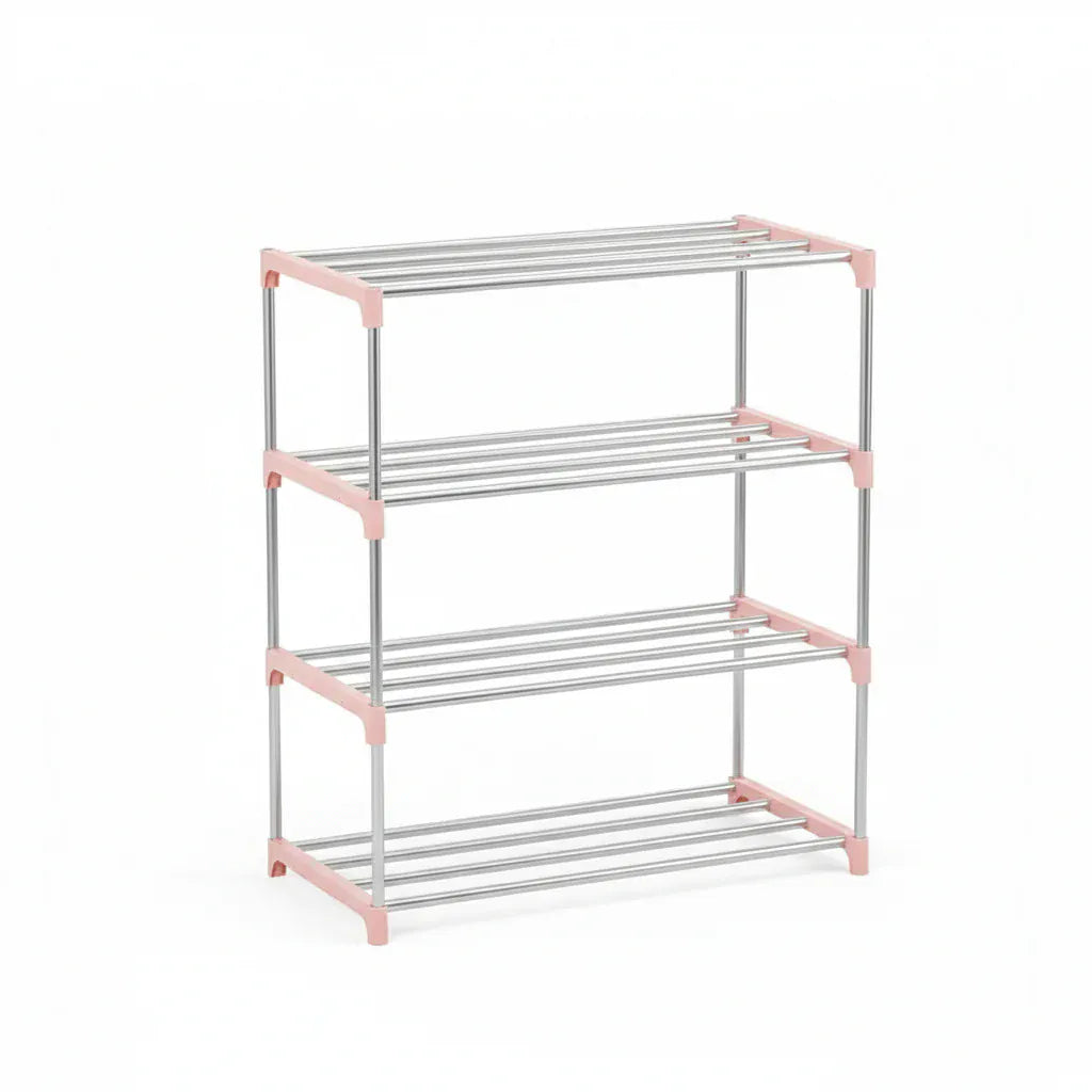 Étagère à Chaussures Modulaire 4 Niveaux Rose - Rangement Intelligent et Gain d'Espace