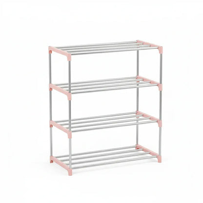 Étagère à Chaussures Modulaire 4 Niveaux Rose - Rangement Intelligent et Gain d'Espace