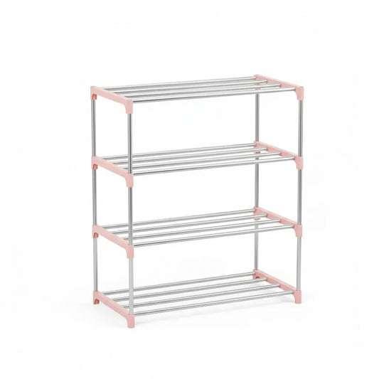 Étagère à Chaussures Modulaire 4 Niveaux Rose - Rangement Intelligent et Gain d'Espace