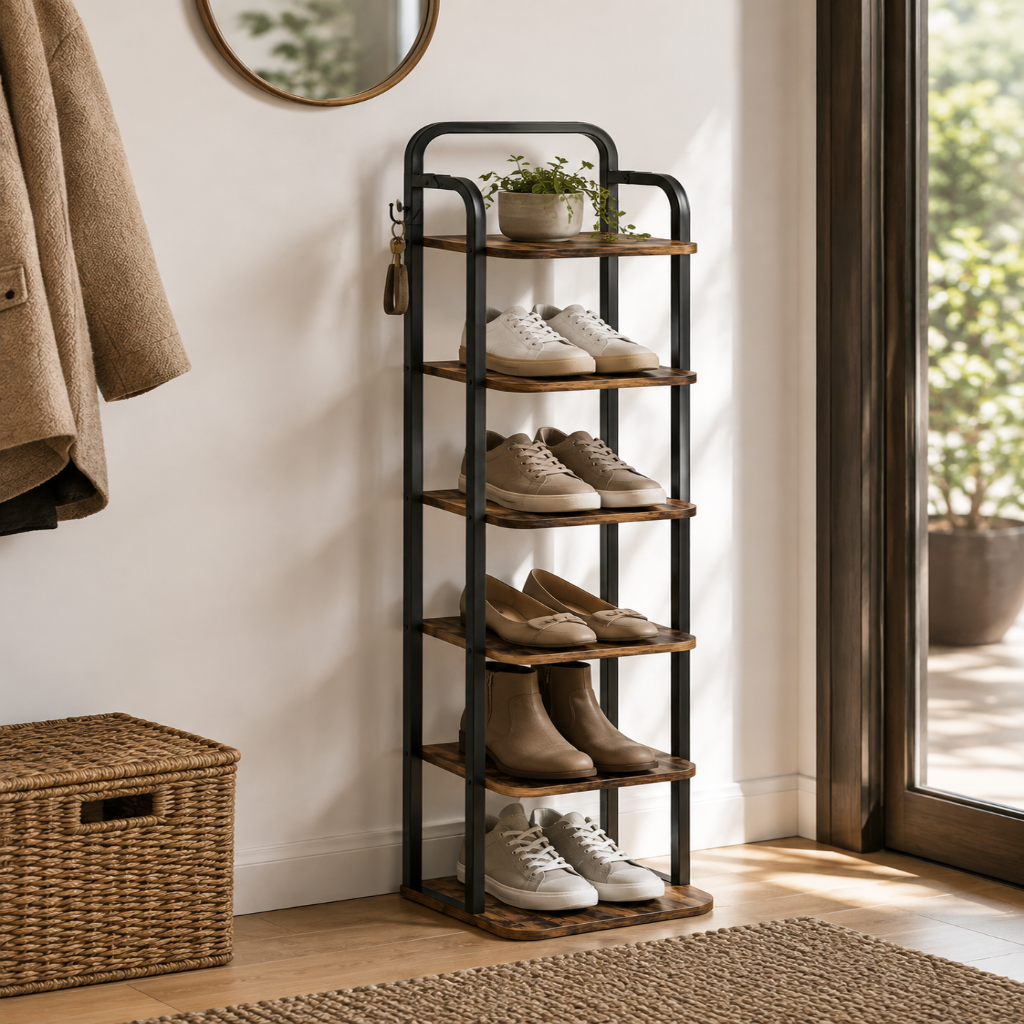 Étagère à Chaussures Verticale 6 Niveaux Réglables