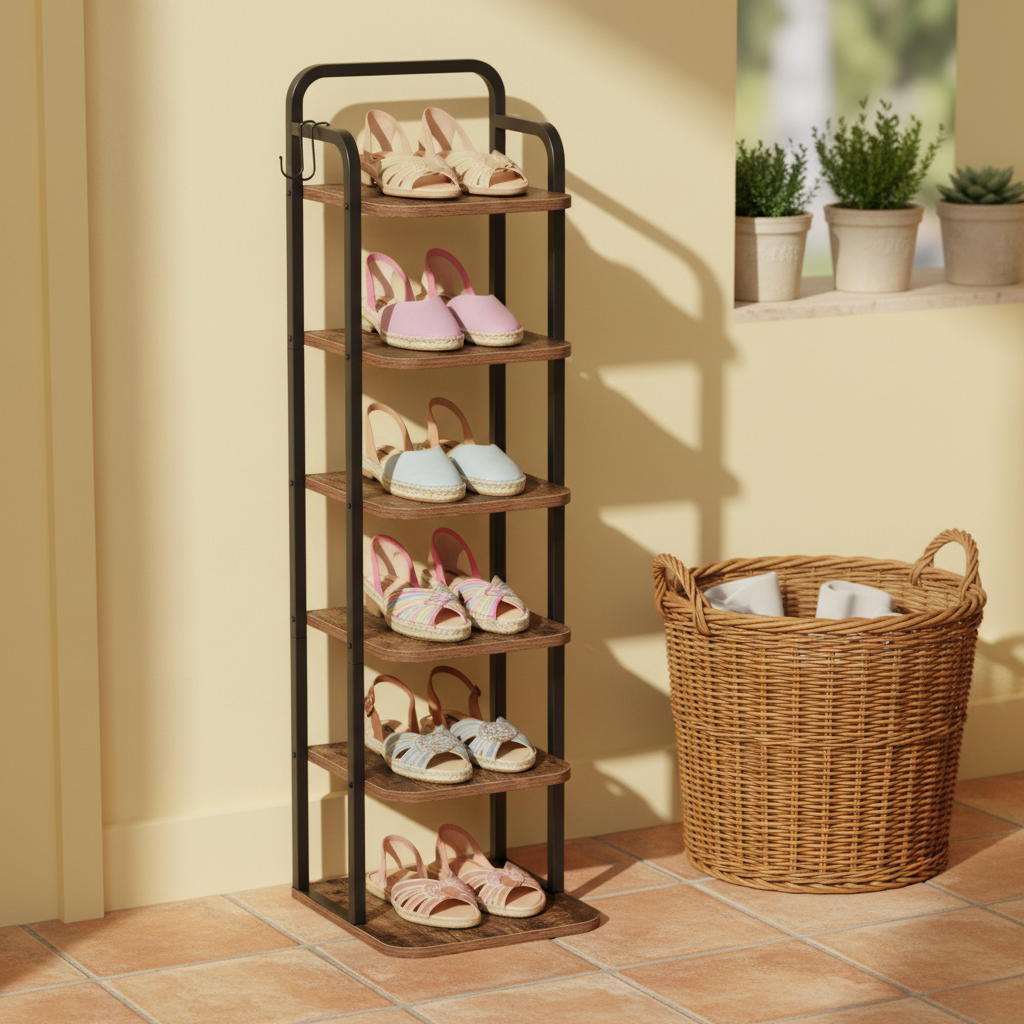 Étagère à Chaussures Verticale 6 Niveaux Réglables