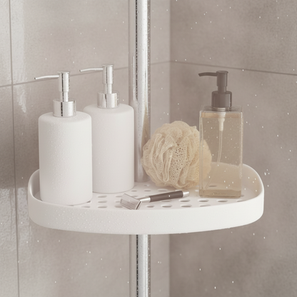 Étagère Douche Télescopique 4 Niveaux Pivotante Inox Blanc.