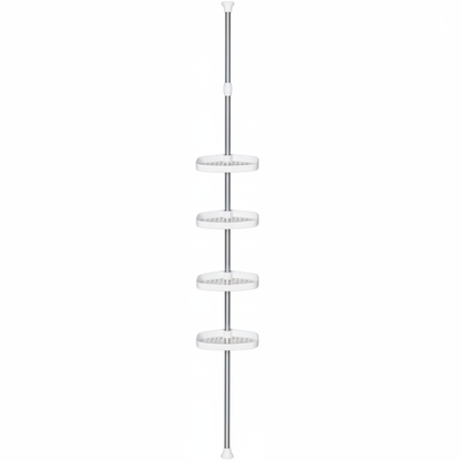 Étagère Douche Télescopique 4 Niveaux Pivotante Inox Blanc