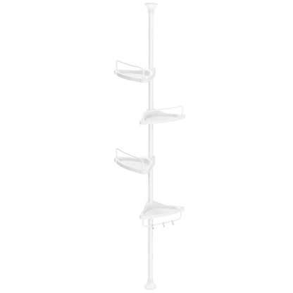 Étagère Douche Télescopique 4 Niveaux Sans Perçage Blanc