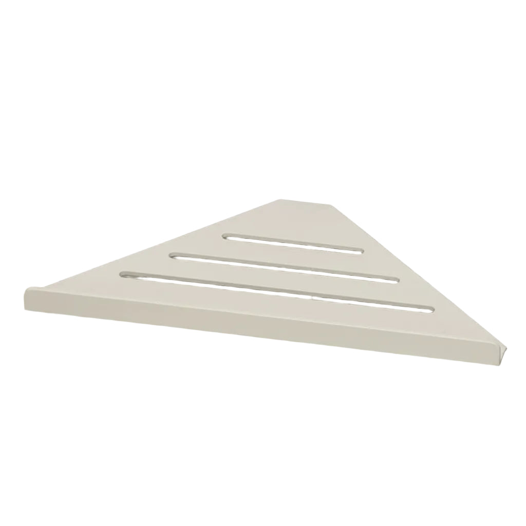 Étagère Douche d'Angle Triangulaire en Acier — Rangement Sans Perçage blanc
