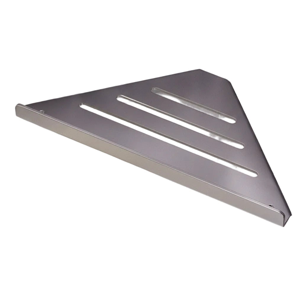 Étagère Douche d'Angle Triangulaire en Acier — Rangement Sans Perçage gris