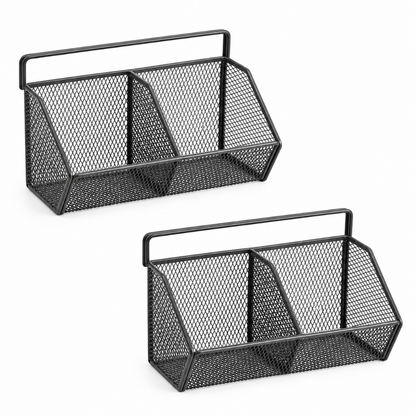 Étagère Murale Cuisine Métal Noir, Paniers Sans Perçage lot de 2 