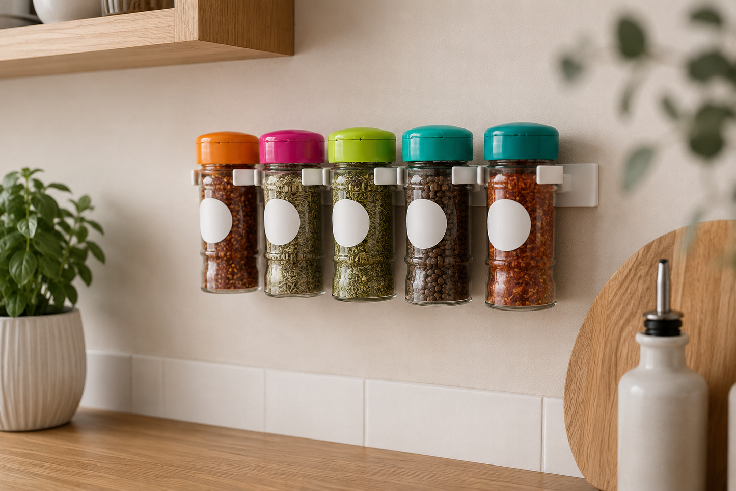 Étagère Murale Cuisine Porte-Épices – Design Blanc Minimaliste 