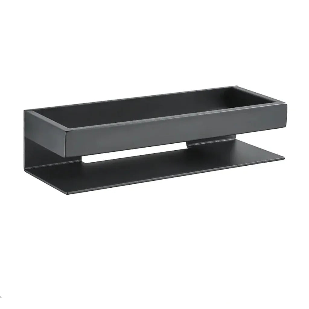 Étagère Murale Salle de Bain Noire en Aluminium et Acier Inoxydable – Design Moderne et Durable 30 Cm