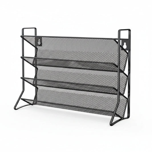 Étagère Murale à Épices 4 Niveaux en Fil Métallique - Murale ou Posée Noir