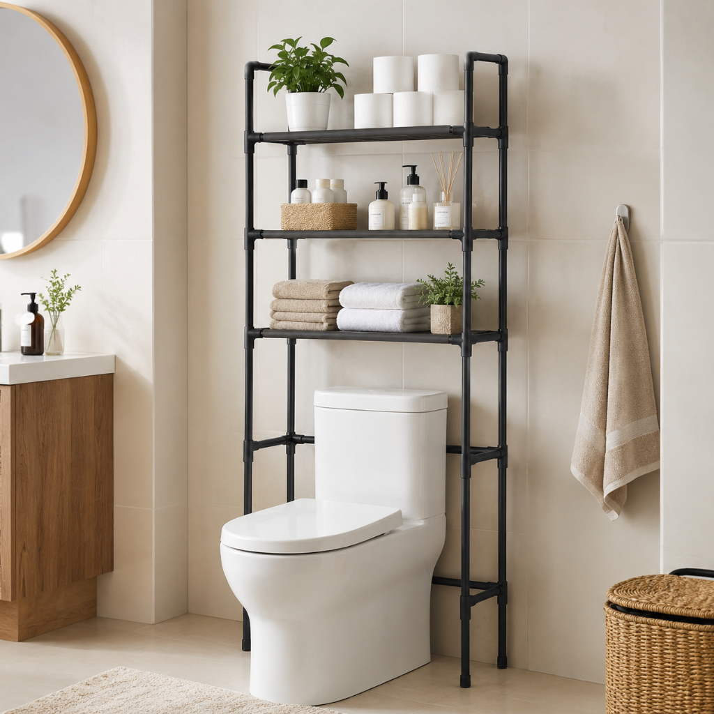 Étagère WC Sans Perçage — Rangement Multi-Niveaux en Plastique PP 1 