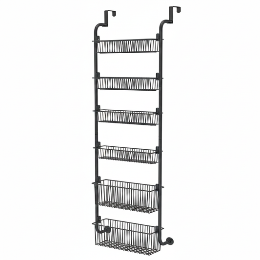 Étagère de Rangement Cuisine Suspendue 6 Niveaux – Acier Carbone