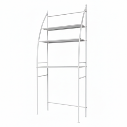 Étagère de Rangement WC 3 Niveaux — Métal Blanc Sans Perçage