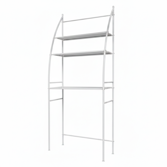 Étagère de Rangement WC 3 Niveaux — Métal Blanc Sans Perçage