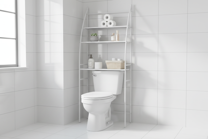 Étagère de Rangement WC 3 Niveaux — Métal Blanc Sans Perçage 3