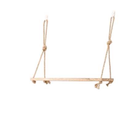 Étagère Murale Suspendue en Bois Naturel avec Cordes – Rangement Flottant 1/2/3 Niveaux