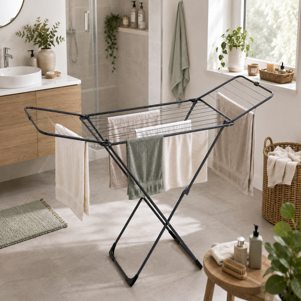 Étendoir à Linge Extensible Pliable – Structure Acier Renforcé, 18 m² de Séchage