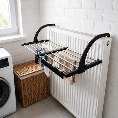 Étendoir à Linge Extensible pour Radiateur et Balcon – Inox Noir Onyx 3